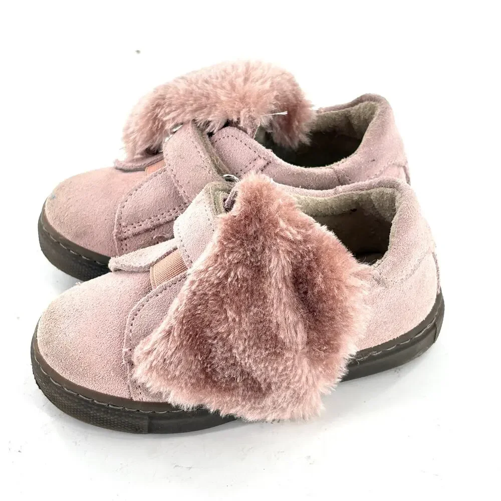 Little Eric Suede Fur Booties 6 22 Pink Walker Shoes Made in Italy
